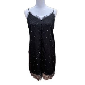 Fabrik Star Print Dress Black Lace Detail Women's Size Medium